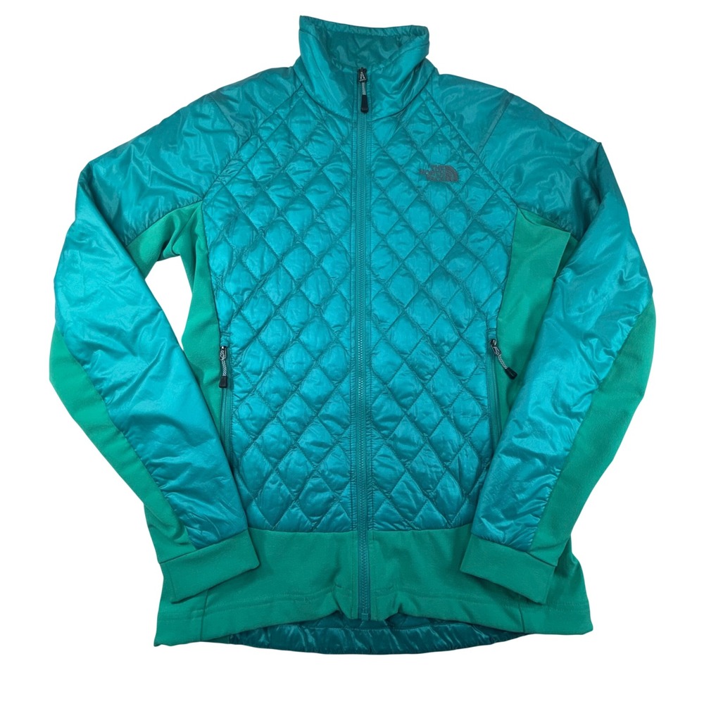 The North Face ThermoBall‎ Hybrid Jacket Womens S Teal Quilted Full Zip Outdoor